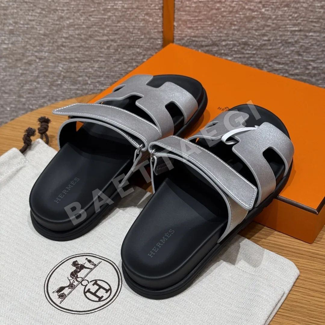 에르메스 시프레 샌들 실버그레이 가죽 상세 이미지 4