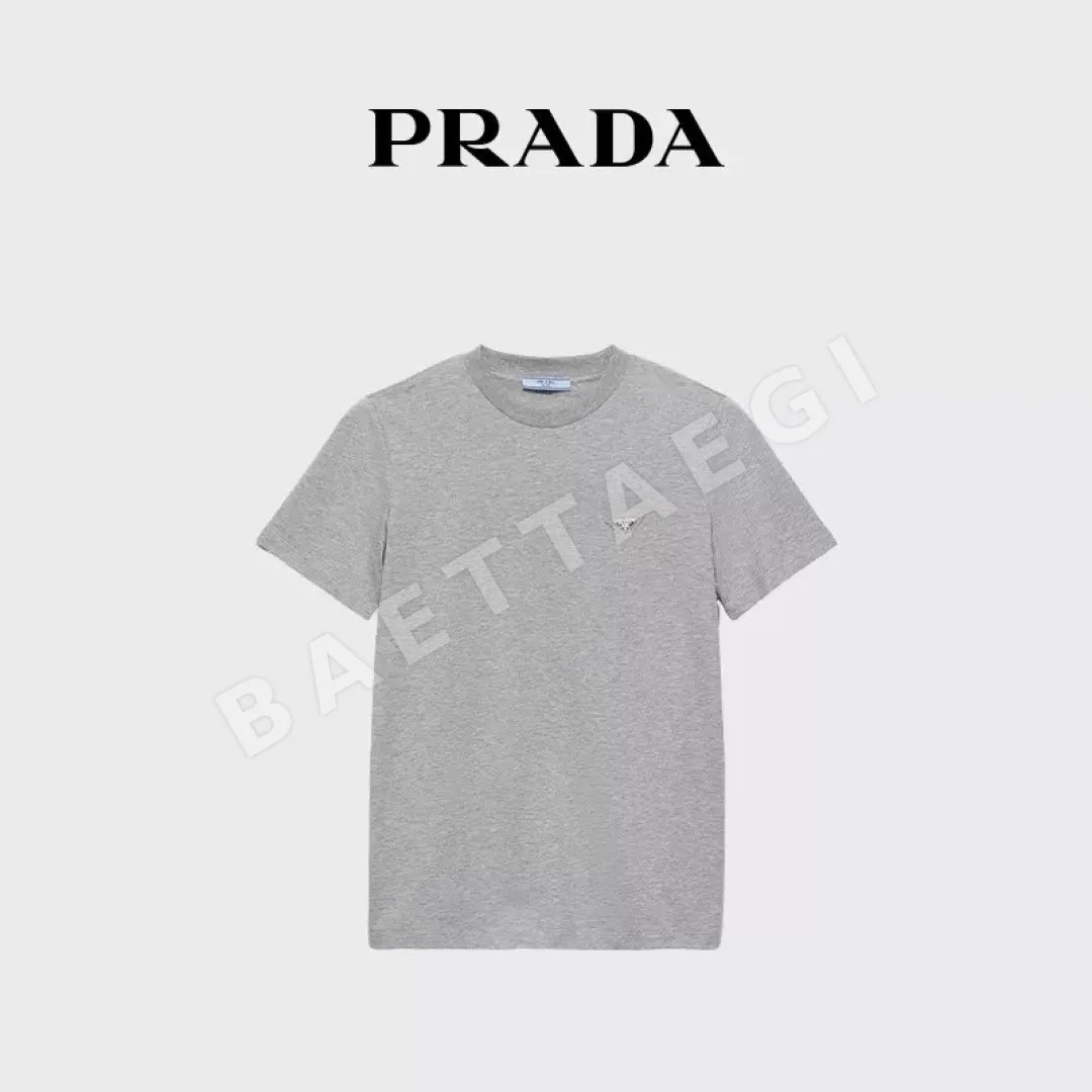 프라다 그레이 크루넥 반팔 티셔츠 상세 이미지 5