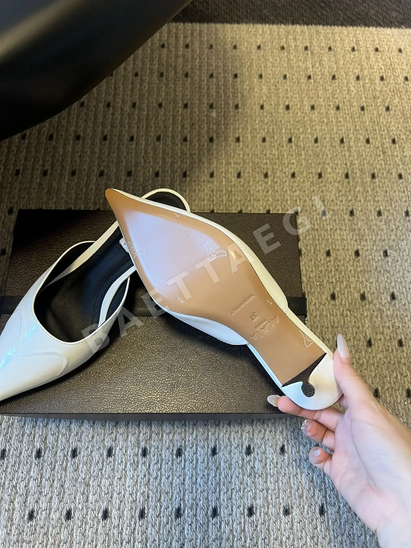 알라이아 포인티드 토 스네이크스킨 뮬 하이힐 상세 이미지 4