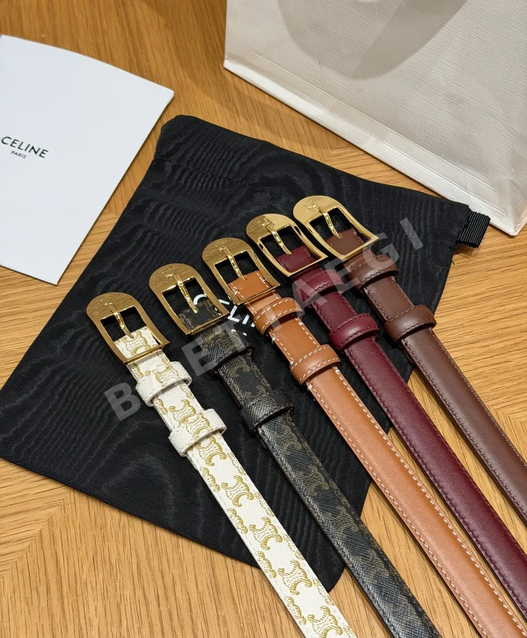 셀린느 트리옴프 가죽 벨트 18mm 상세 이미지 3