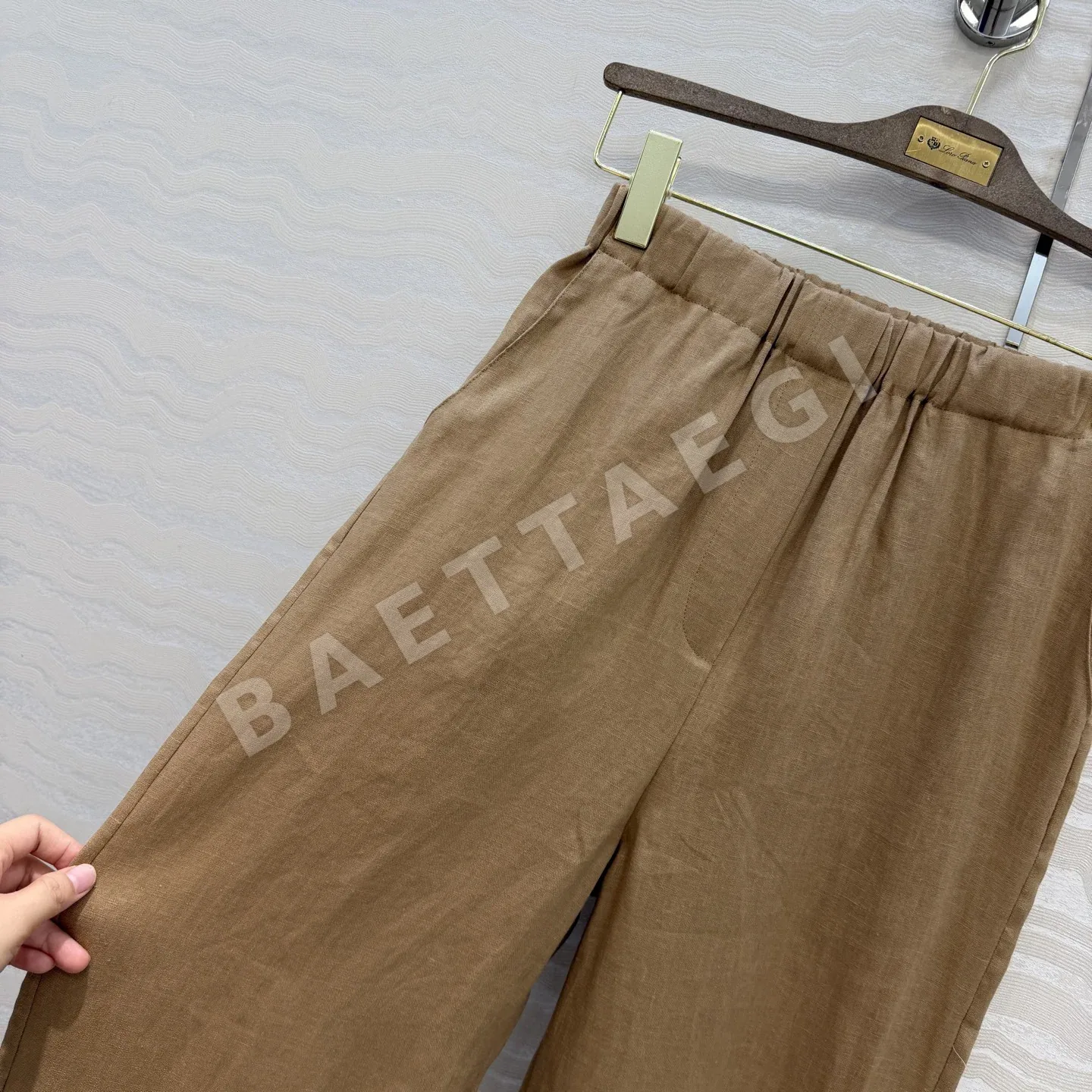 로로피아나 여성 린넨 와이드 스트레이트 바지 상세 이미지 5