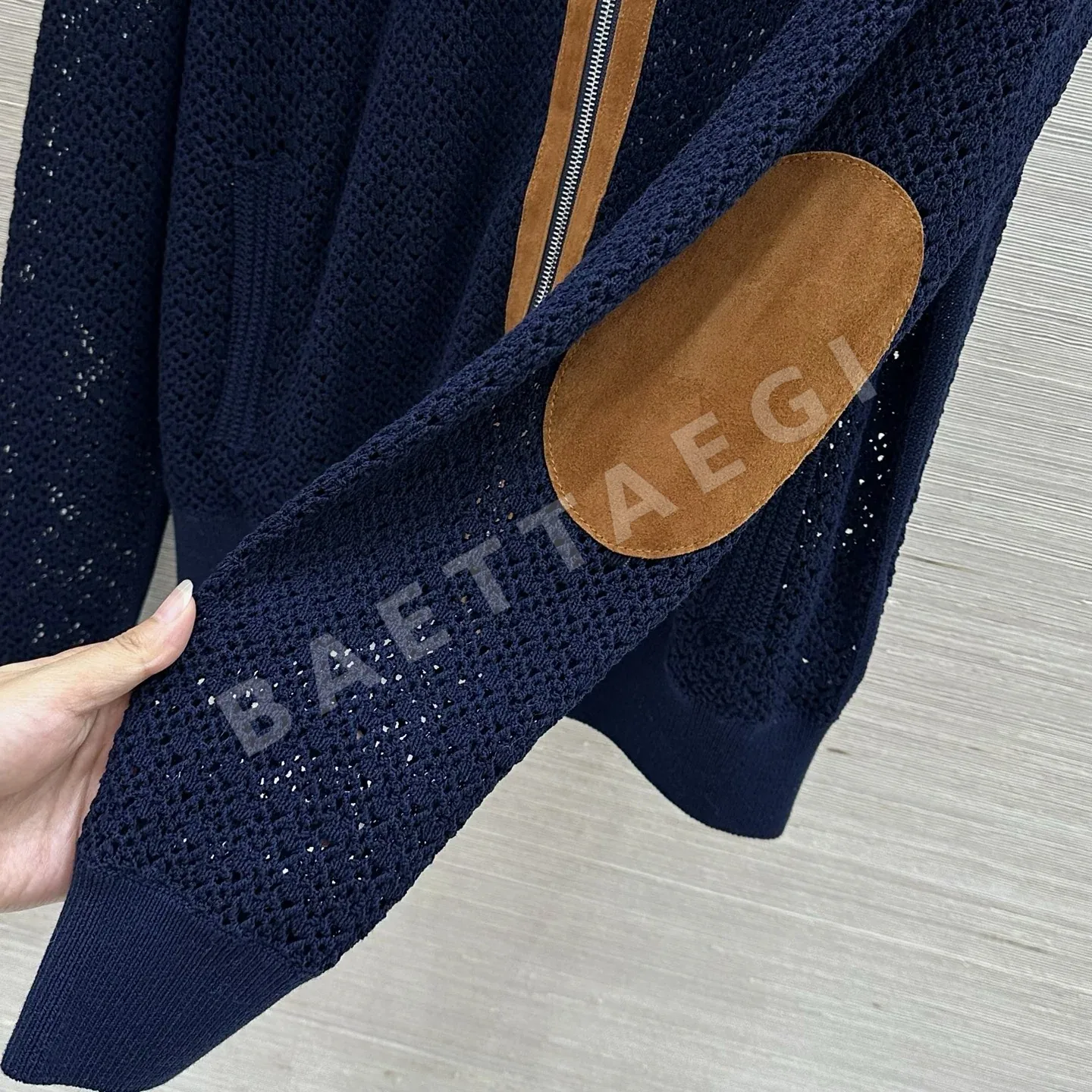 미우미우 스웨이드 패치워크 크로셰 여성 자켓 상세 이미지 6