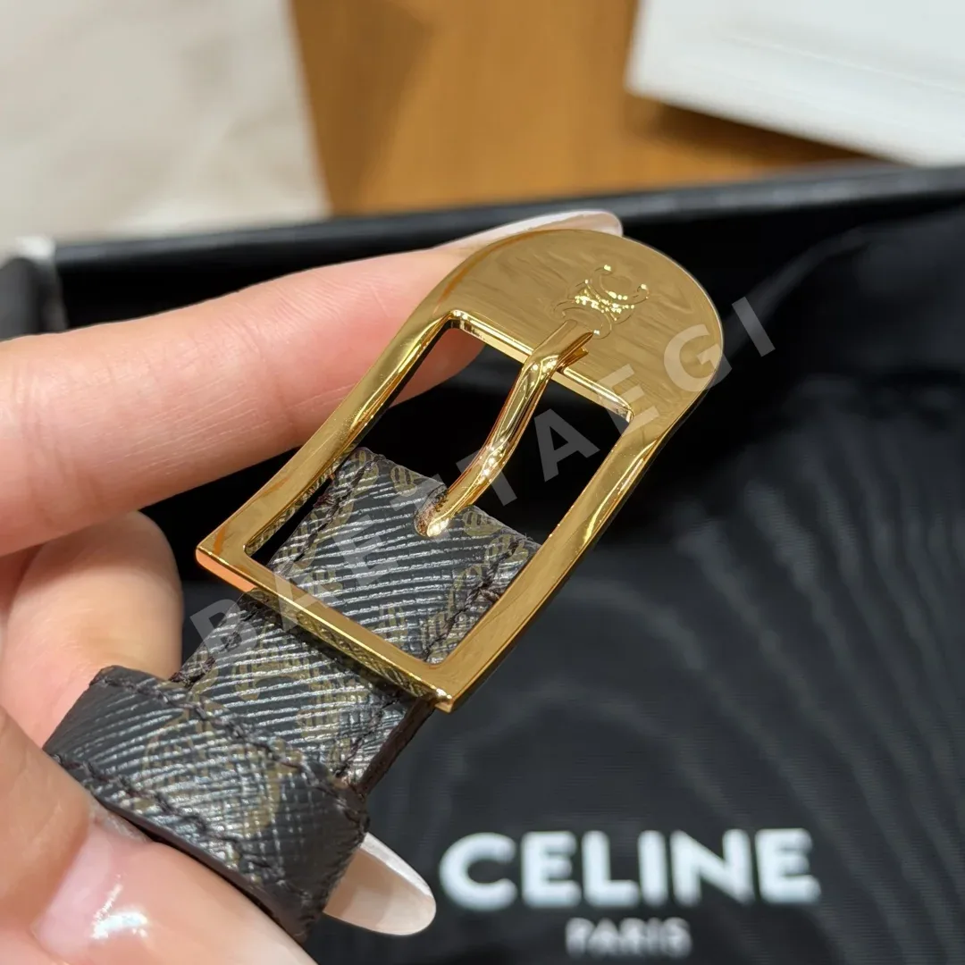 셀린느 TRIOMPHE 로고 가죽 벨트 1.8 cm 여성용 상세 이미지 5