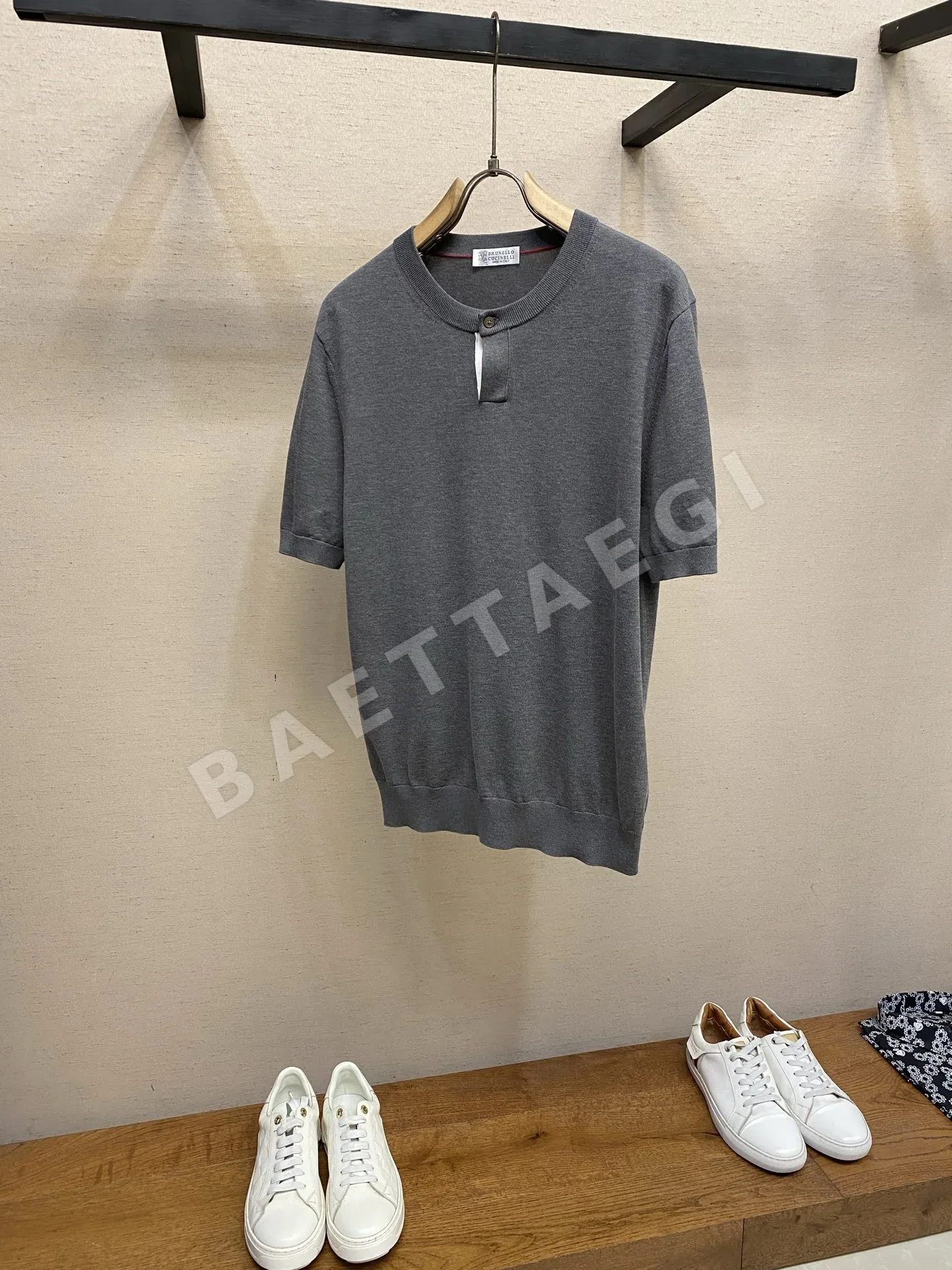 브루넬로쿠치넬리 남성 면 라운드넥 반팔 니트 156453