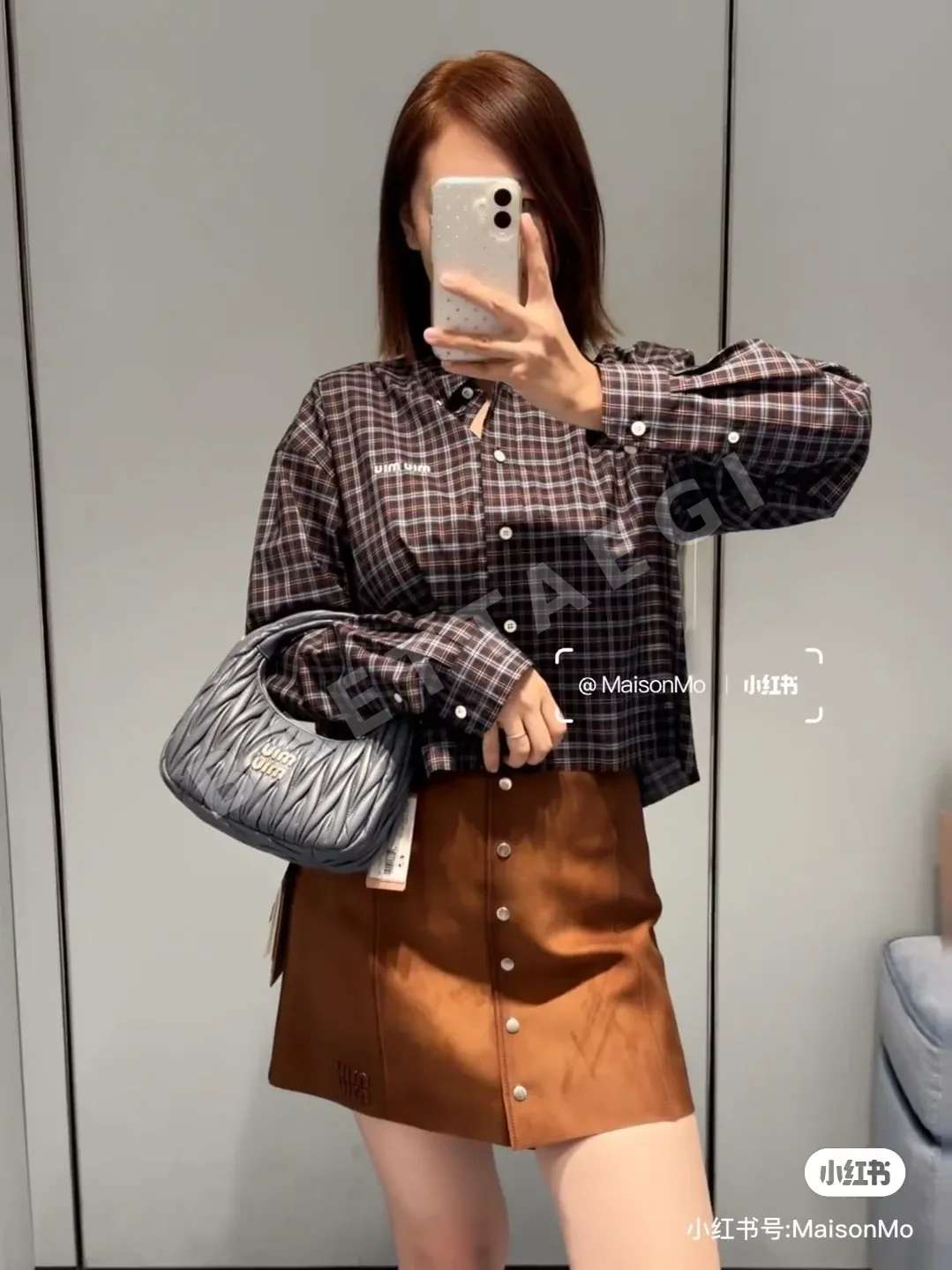 미우미우 체크 셔츠 원피스 상세 이미지 8