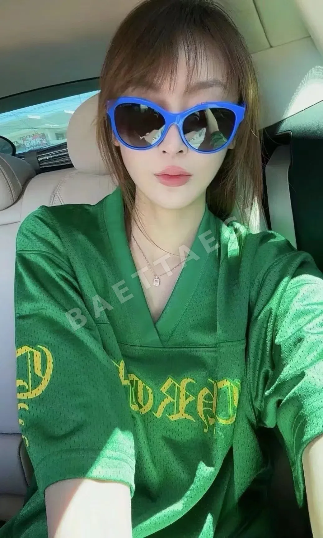 크롬하츠 그린 메시 V넥 남여공용 반팔 티셔츠 상세 이미지 3