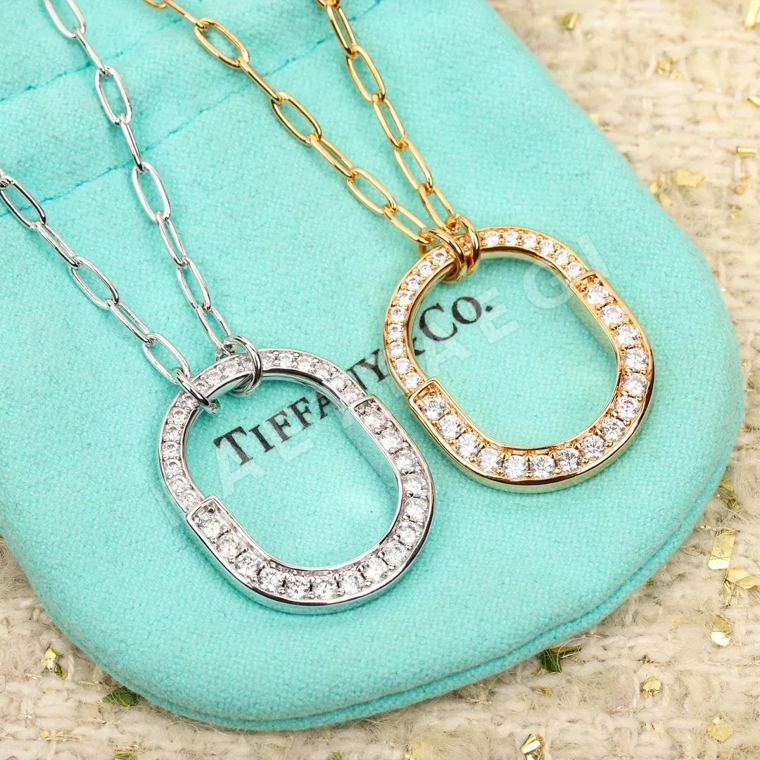 티파니 락 링 클래스프 체인 목걸이 18K 골드 다이아몬드 장식 상세 이미지 3