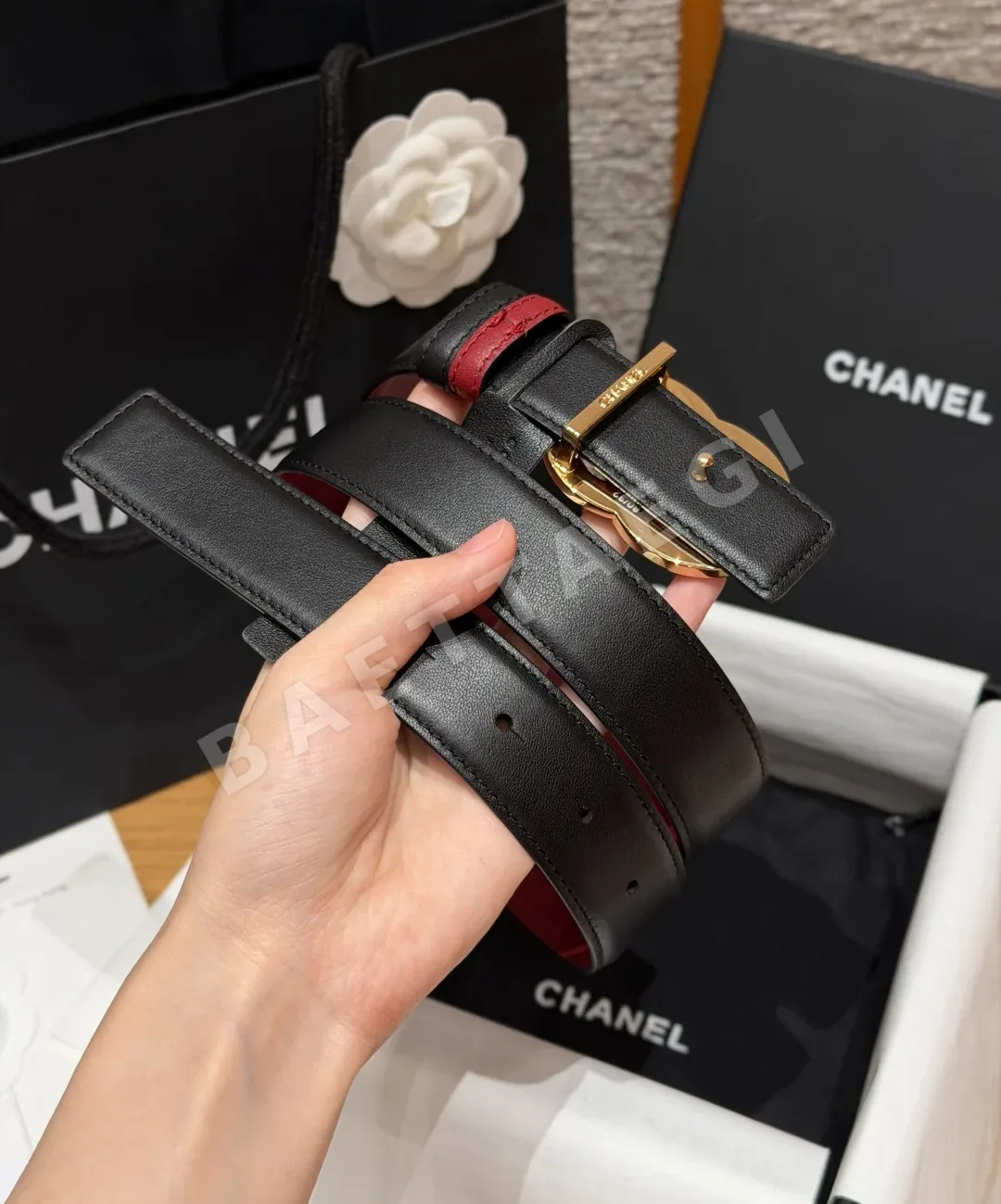 샤넬 더블 C 버클 가죽 벨트 상세 이미지 3