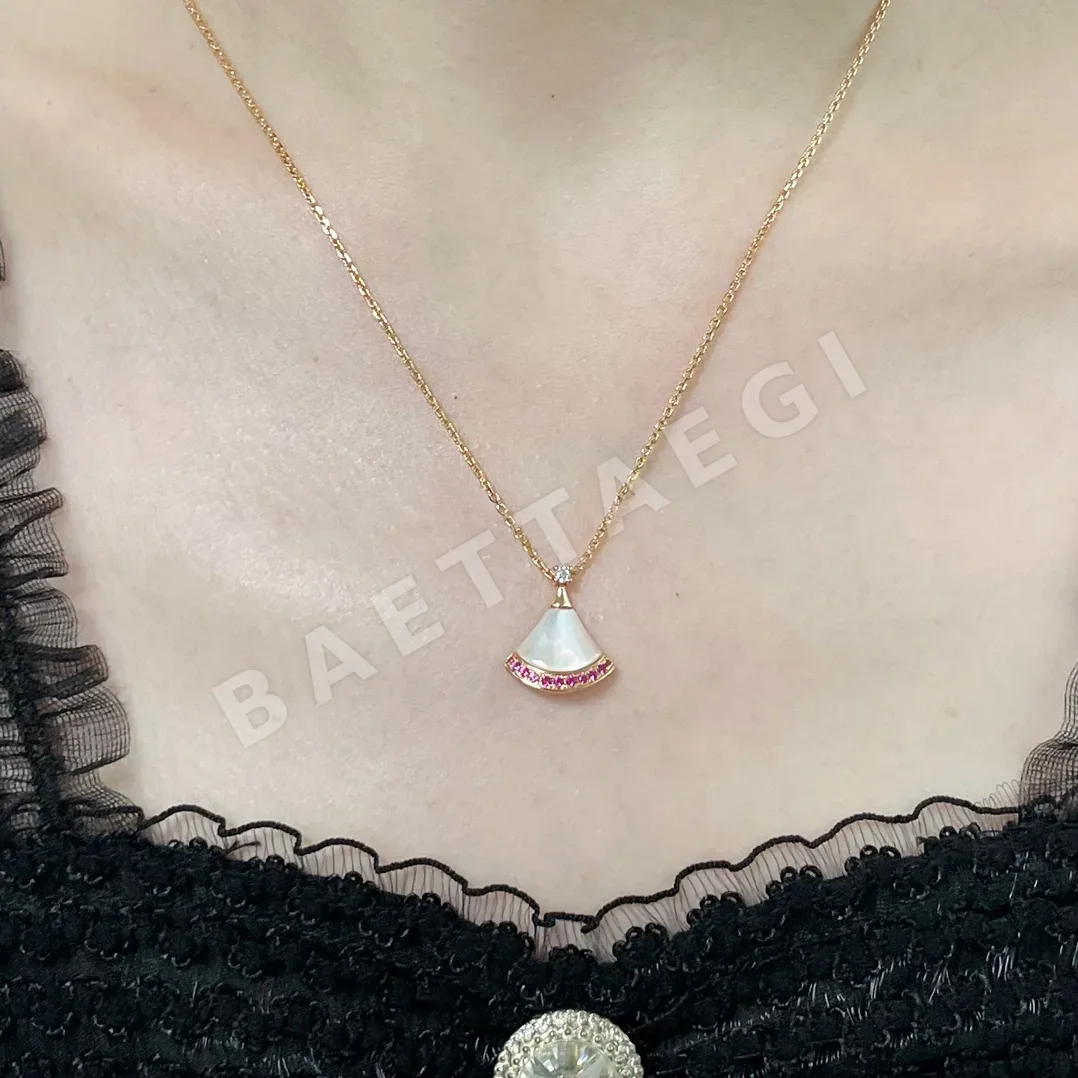 불가리 화이트 마더오브펄 핑크 장식 목걸이 상세 이미지 2