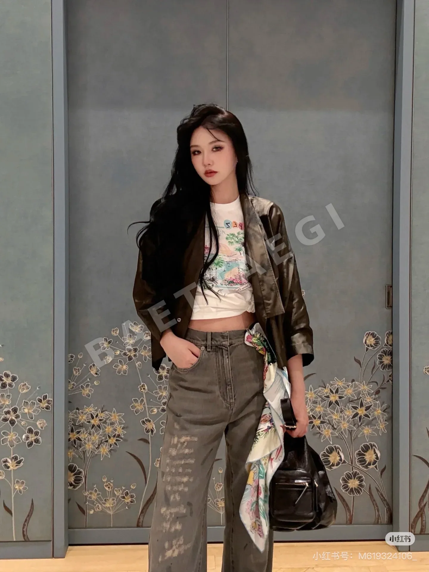 디올 데미지 와이드 레그 면 데님 바지 상세 이미지 9