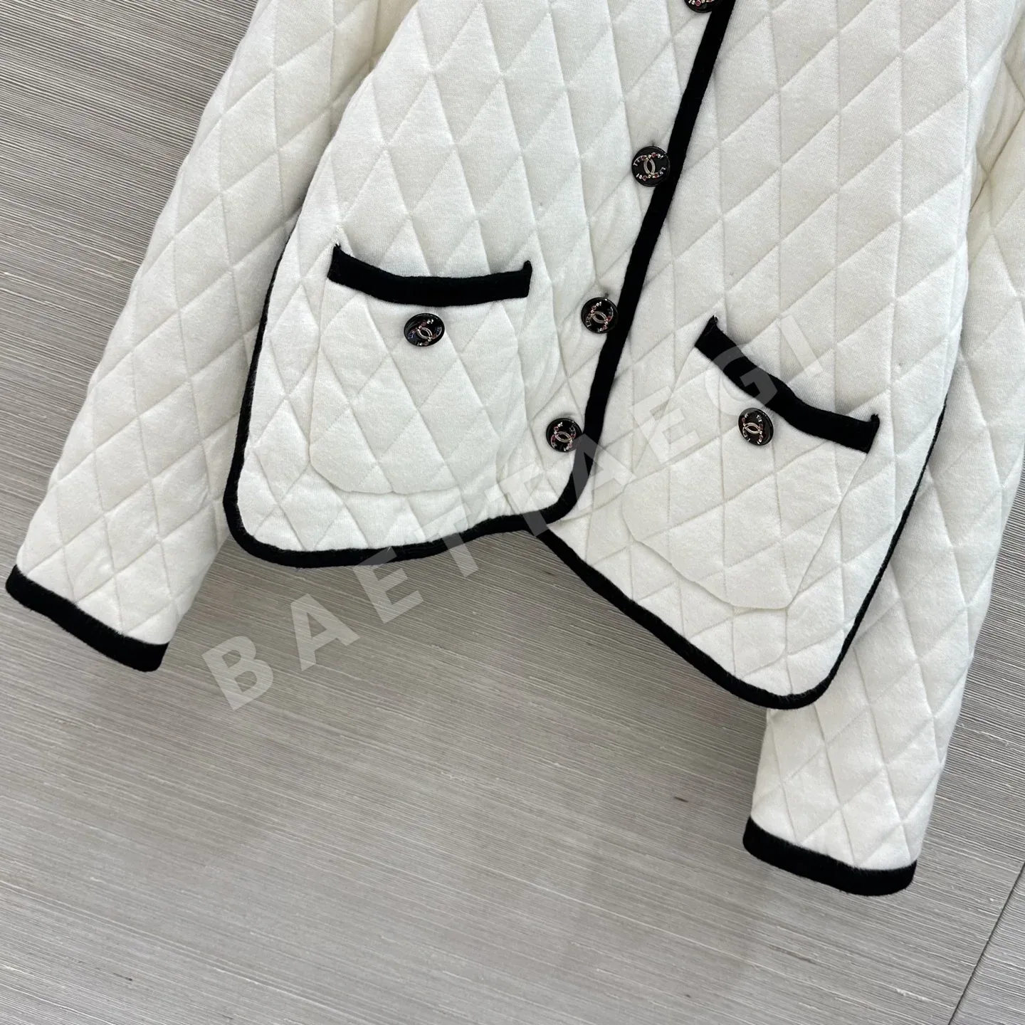 샤넬 컬러 블록 체크 자켓 상세 이미지 5