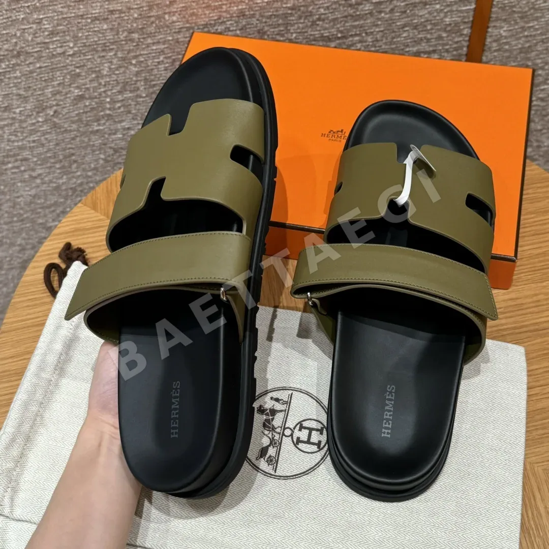 에르메스 시프레 샌들 아미 그린 램스킨 오버라핑 스트랩 상세 이미지 6