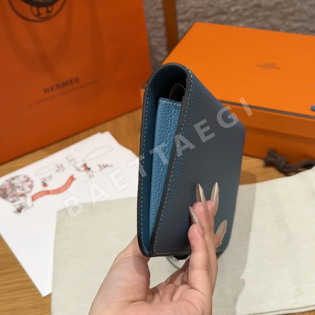 에르메스 토고 가죽 블루진 지갑 상세 이미지 4