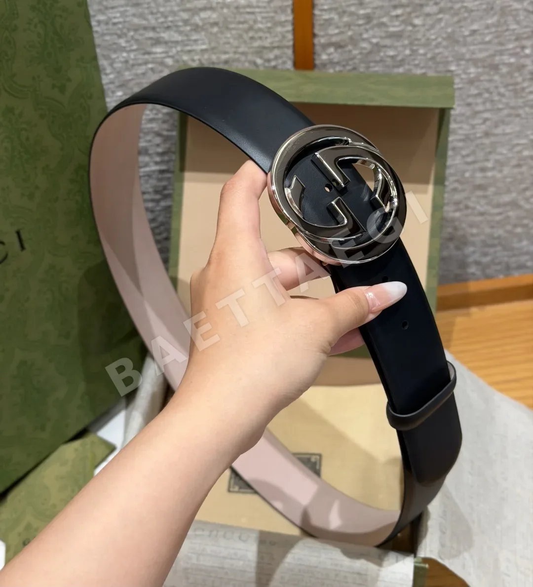 구찌 더블 G 버클 가죽 벨트 40mm 상세 이미지 4