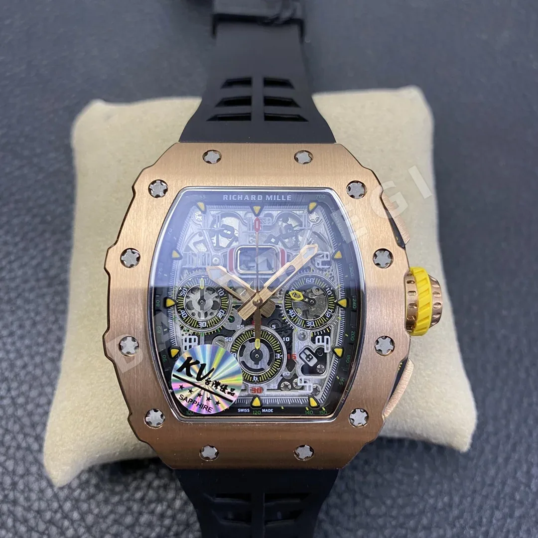 리차드밀 RM011 KV 공장 골드 크로노그래프 남성 시계 레플리카 44827 Richard Mille