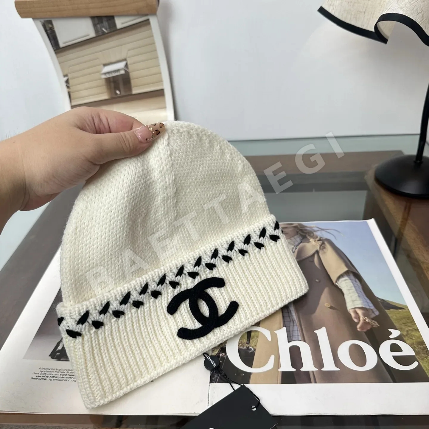 샤넬 니트 비니 모자 상세 이미지 4