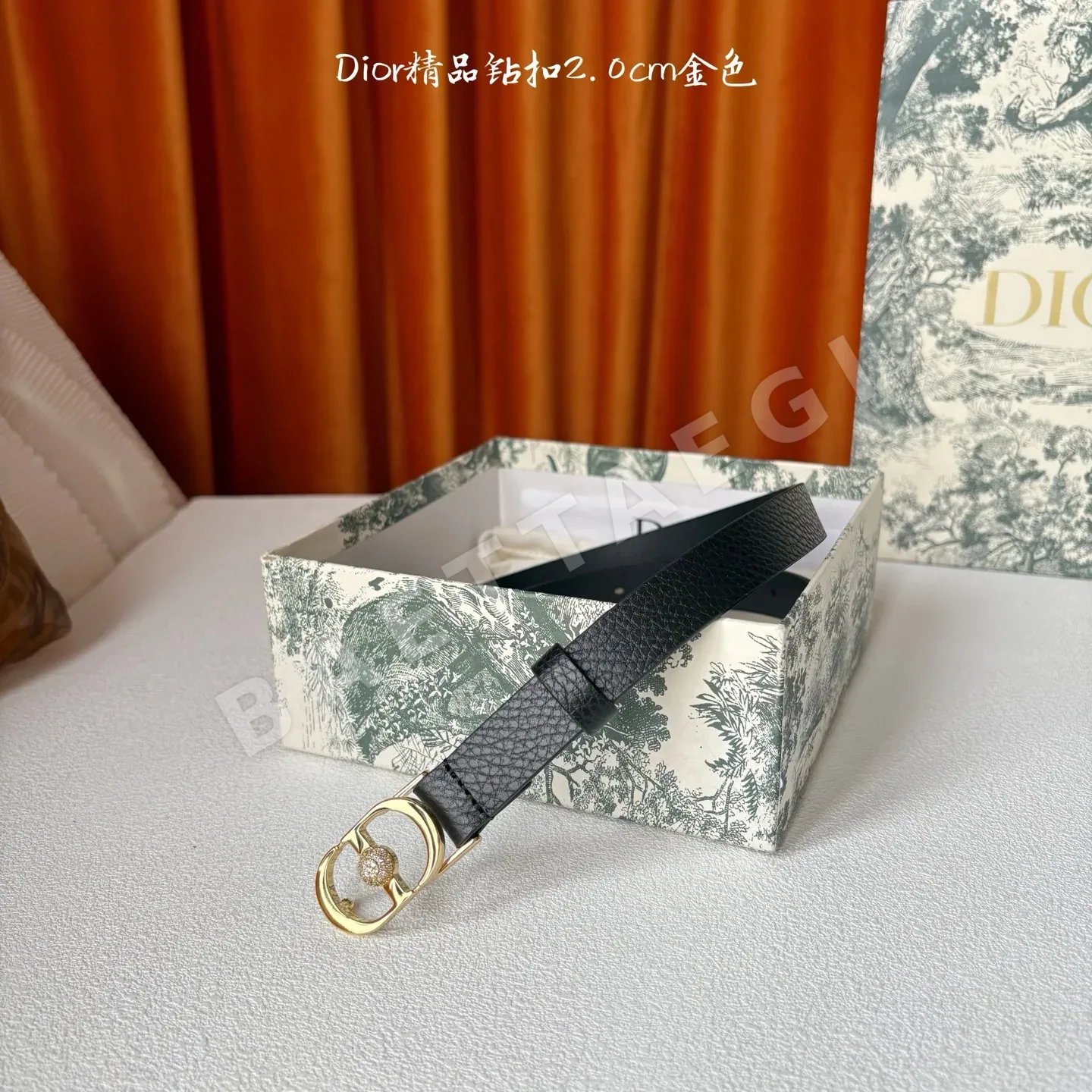 디올 가죽 벨트 큐빅 장식 59716