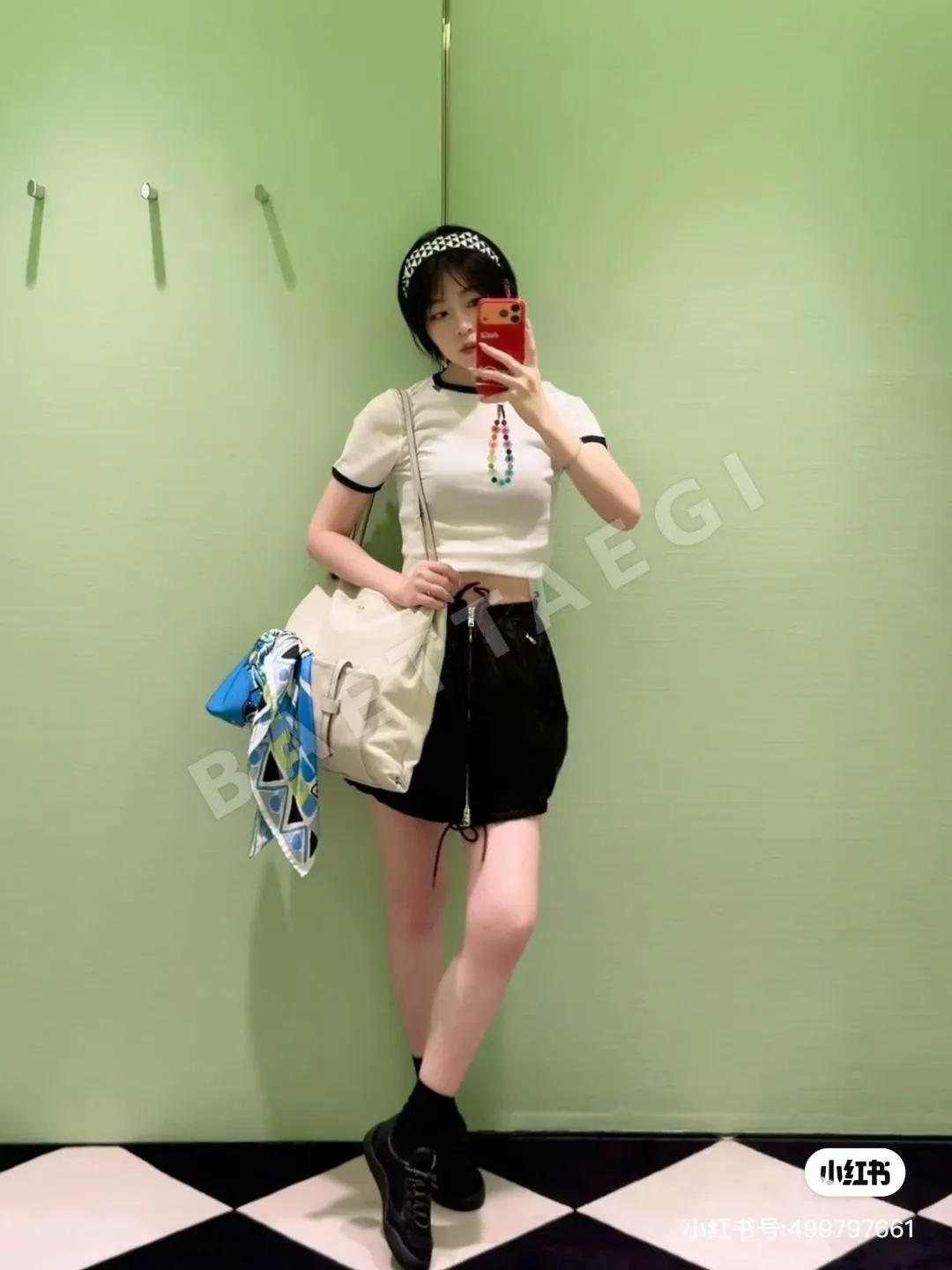 프라다 나일론 드로스트링 미니스커트 상세 이미지 9