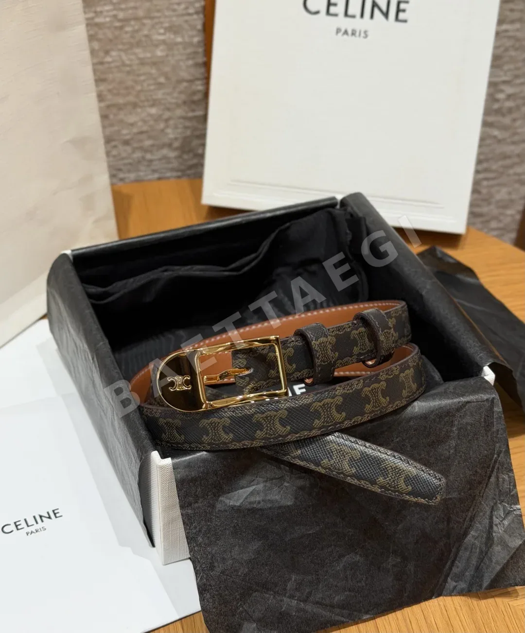 셀린느 TRIOMPHE 로고 가죽 벨트 1.8 cm 여성용 171689