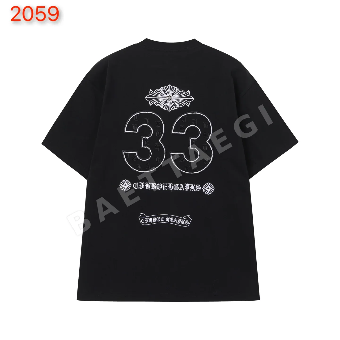 크롬하츠 워시 가공 자수 여성 반팔 티셔츠 53403