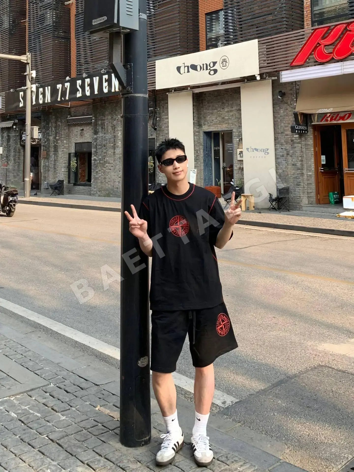 스톤아일랜드 배지 자수 슈퍼 쿨 남성 세트 상세 이미지 5