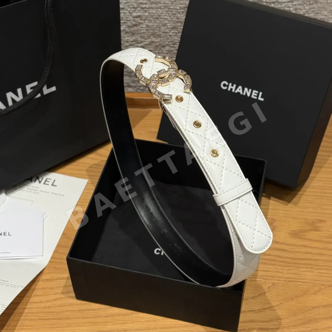 샤넬 더블 C 메탈 로고 램스킨 벨트 상세 이미지 4