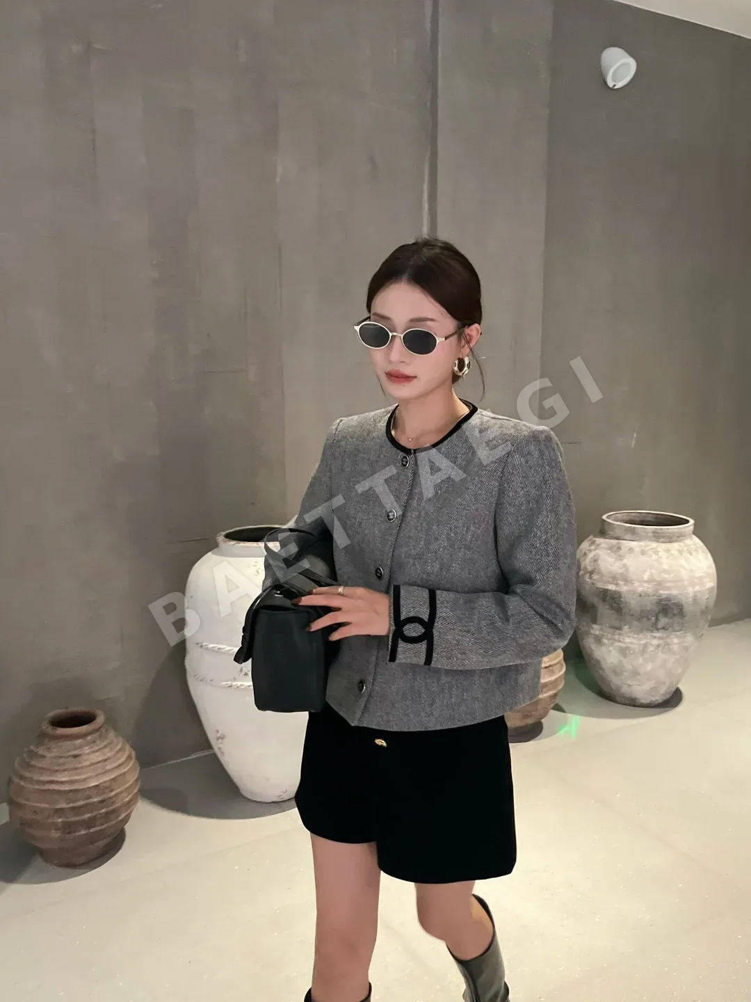 샤넬 더블 C 벨벳 트리밍 울 자켓 상세 이미지 7
