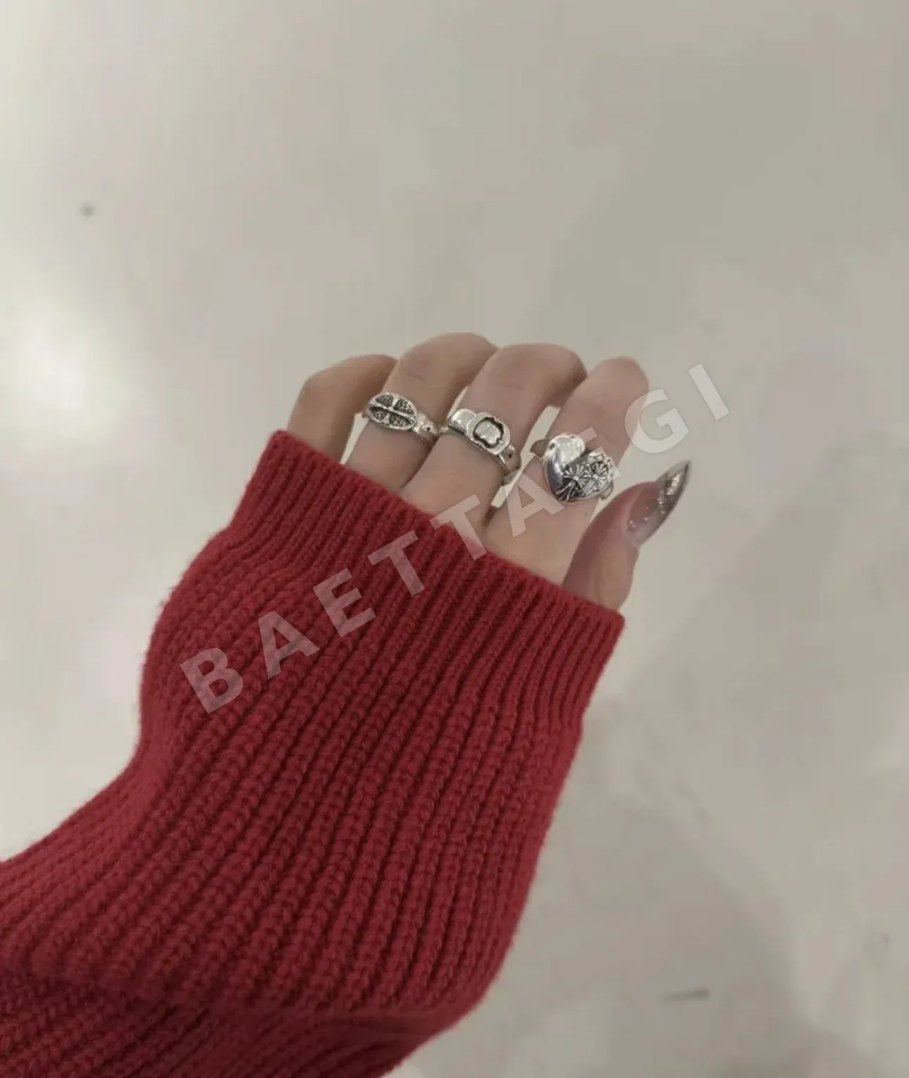 크롬하츠 925 스털링 실버 하트형 십자가 반지 상세 이미지 7