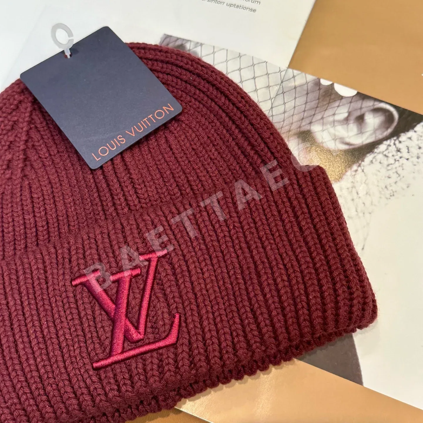 루이비통 LV 로고 자수 니트 비니 모자 상세 이미지 4