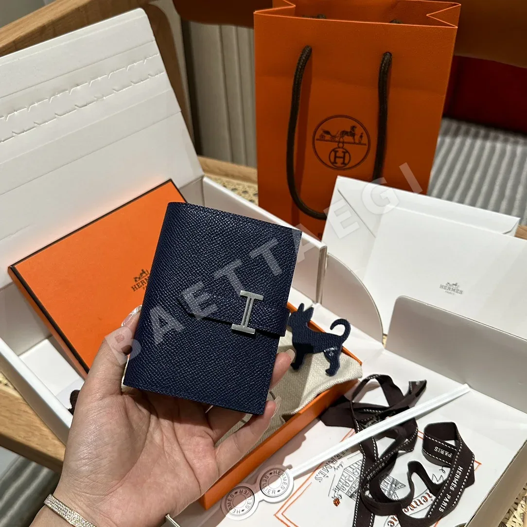 에르메스 엡솜 야자수 프린트 블루 사파이어 지갑 23335