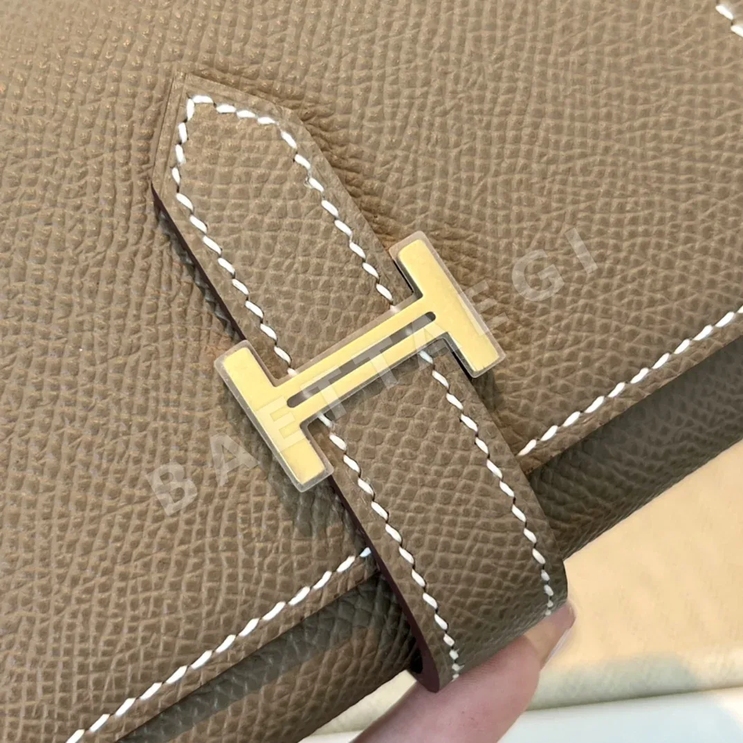 에르메스 엡솜 엘리펀트 그레이 야자수 프린트 3단 지갑 상세 이미지 3