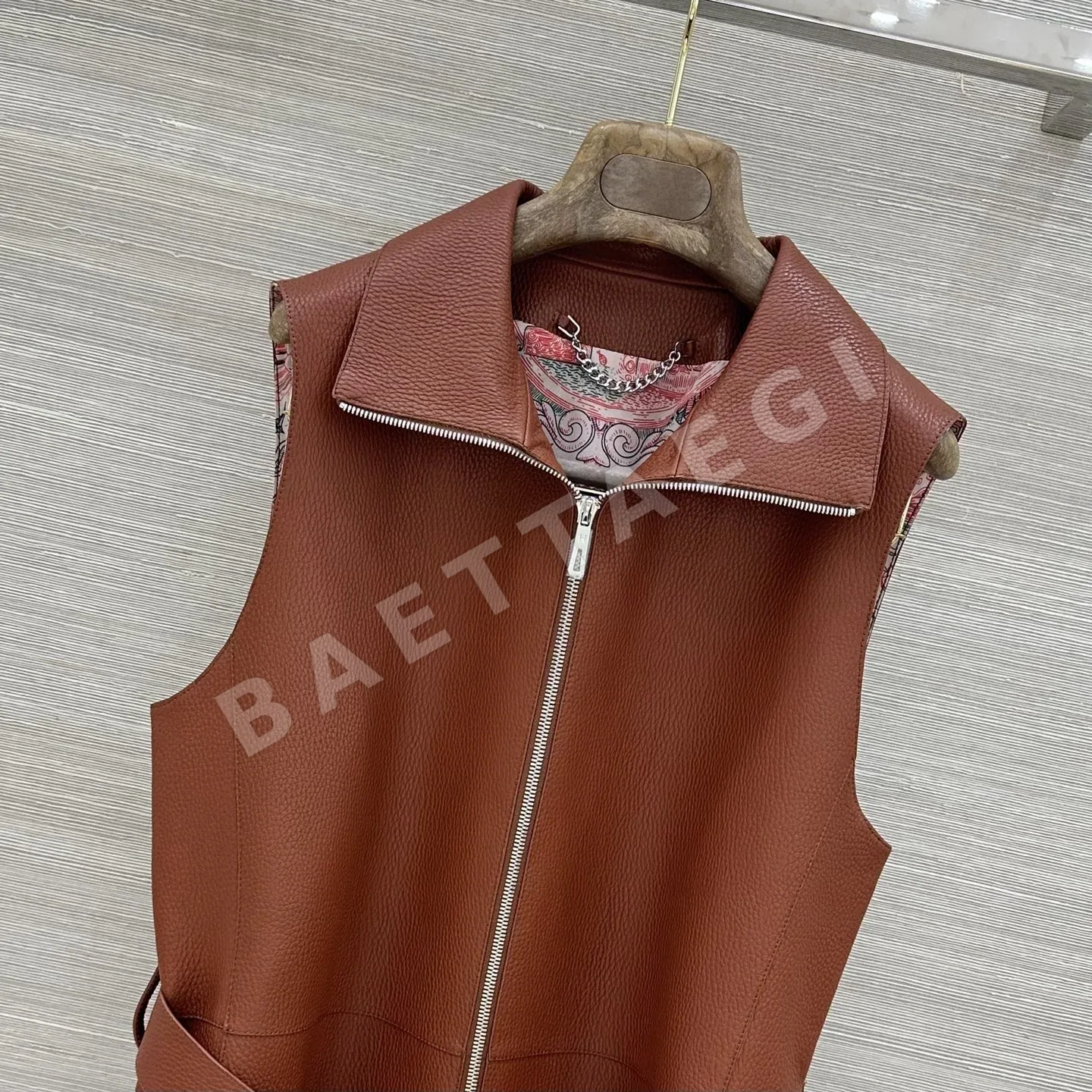 에르메스 리치 패턴 램스킨 여성 조끼 상세 이미지 2