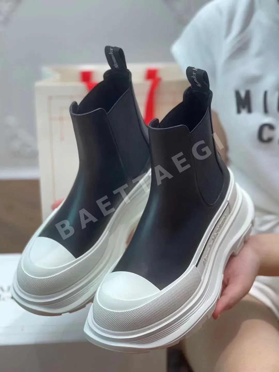 알렉산더맥퀸 플랫폼 앵클 부츠 상세 이미지 1