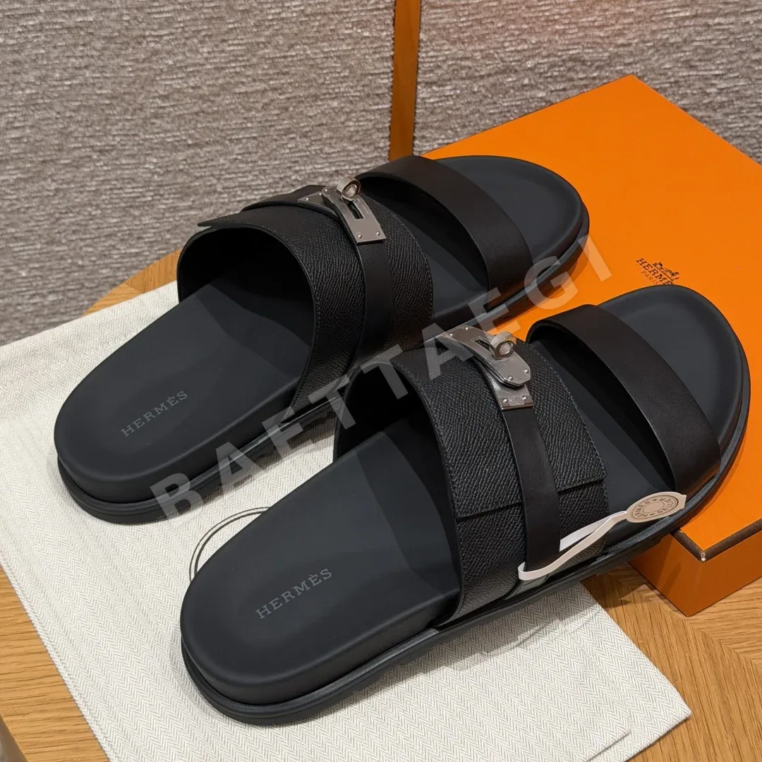 에르메스 잭슨 샌들 블랙 카프스킨 실버 버클 상세 이미지 6