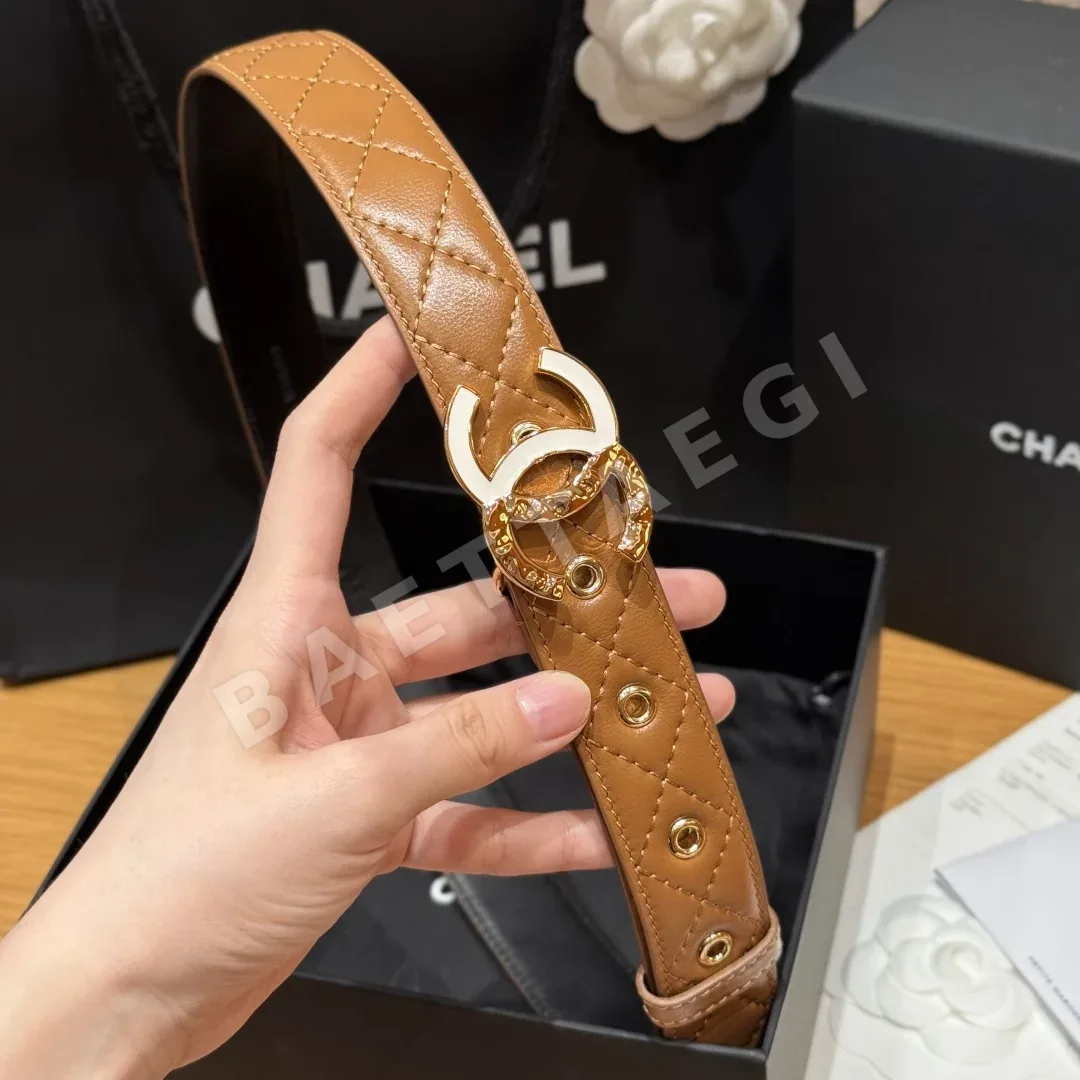 샤넬 더블 C 메탈 로고 램스킨 벨트 상세 이미지 3
