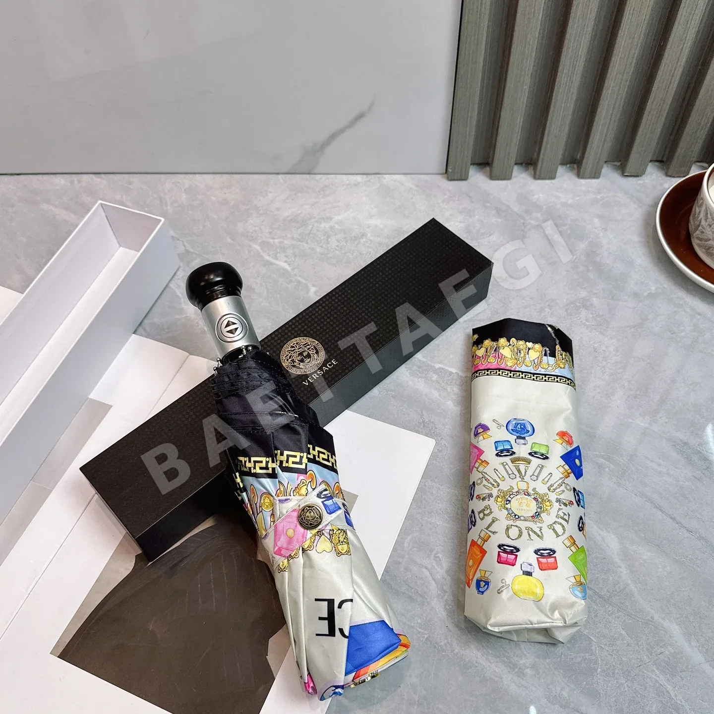 베르사체 3단 자동 접이식 우산 상세 이미지 8