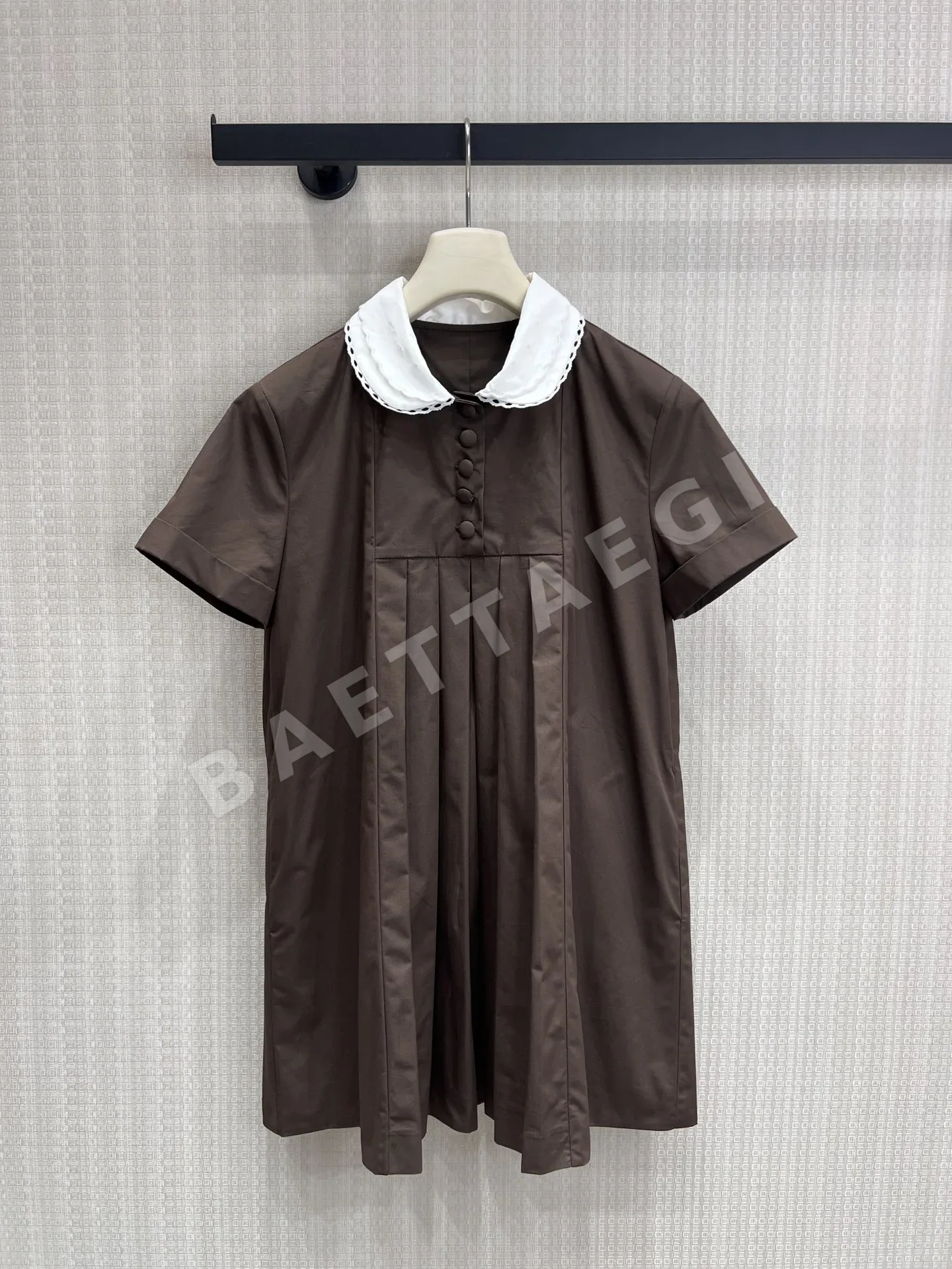미우미우 브라운 피터팬 카라 플리츠 원피스 97417