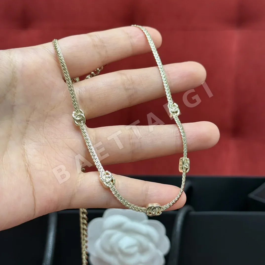 샤넬 스네이크본 체인 5 플라워 목걸이 178763