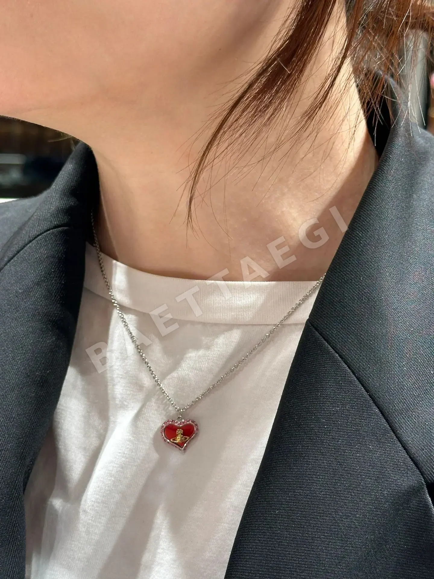 비비안웨스트우드 새턴 하트 스와로브스키 진주 목걸이 상세 이미지 2