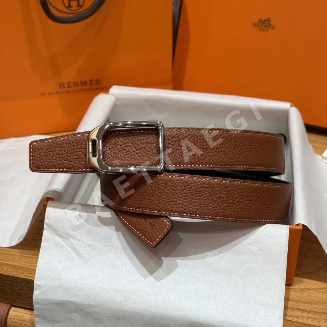 에르메스 조키 도금 버클 엡솜 가죽 벨트 175449