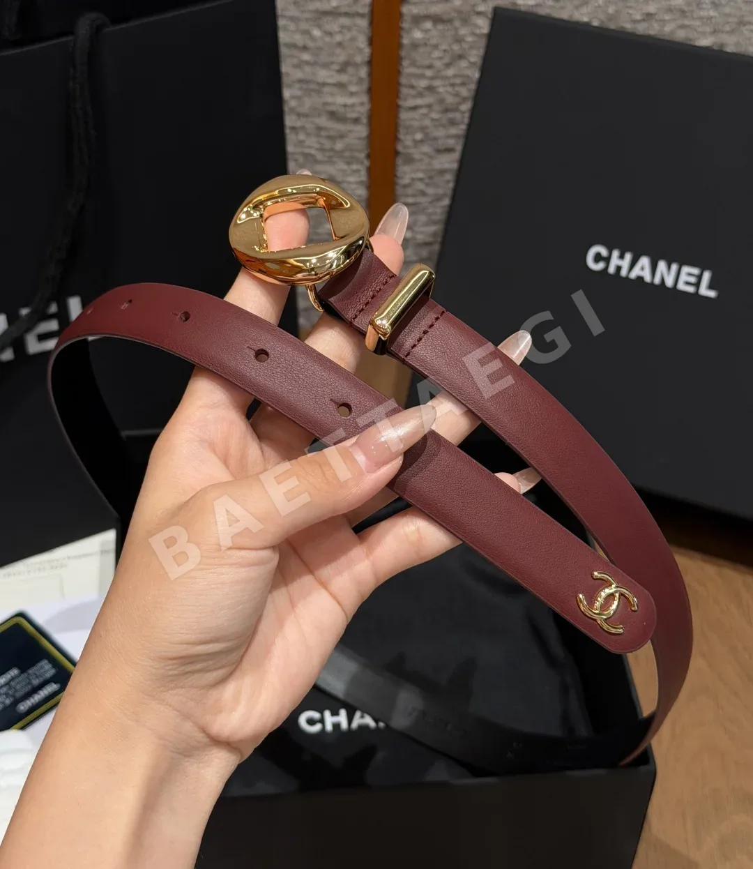샤넬 레자 더블 C 버클 벨트 상세 이미지 4