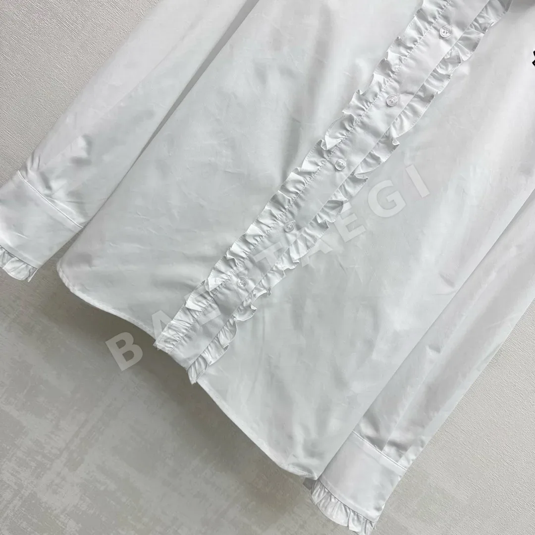 생로랑 러플 카라 코튼 셔츠 상세 이미지 5