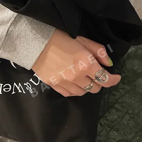 에르메스 돼지코 모티브 925 스털링 실버 반지 상세 이미지 6