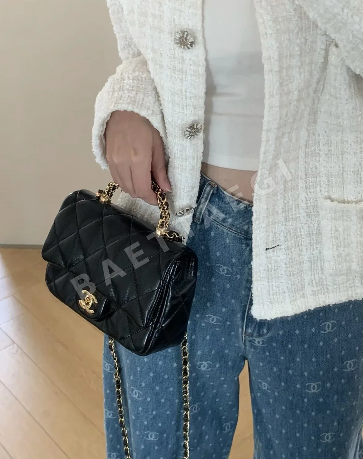 샤넬 24B 블랙 램스킨 체인백 라지 24B 상세 이미지 4