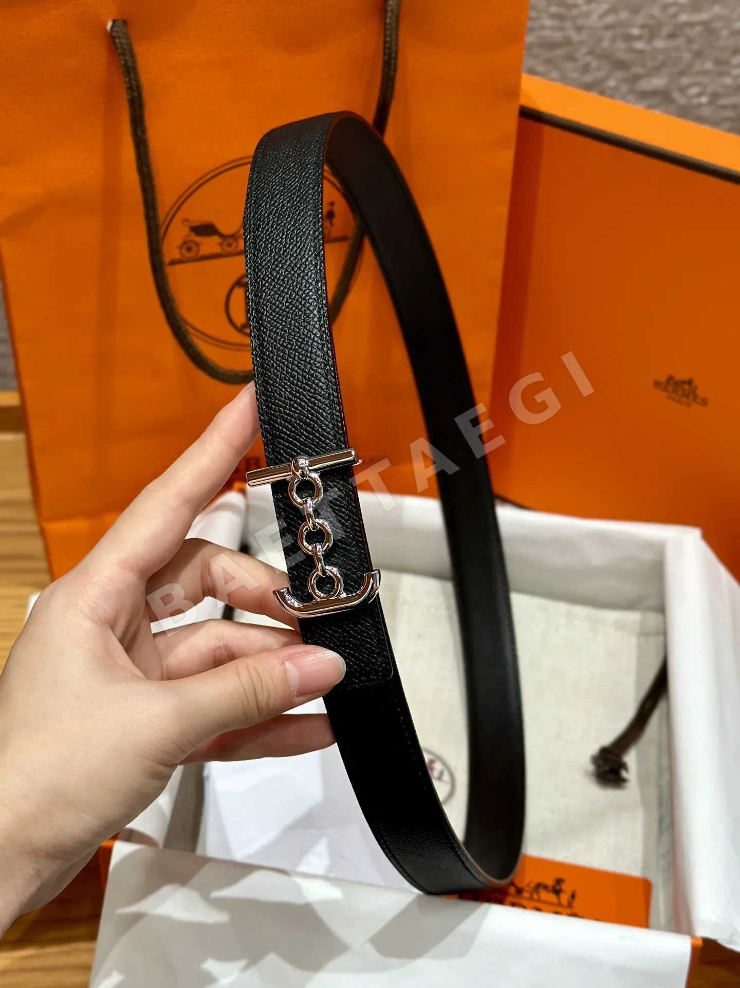 에르메스 H 버클 스위프트 가죽 양면 벨트 175303