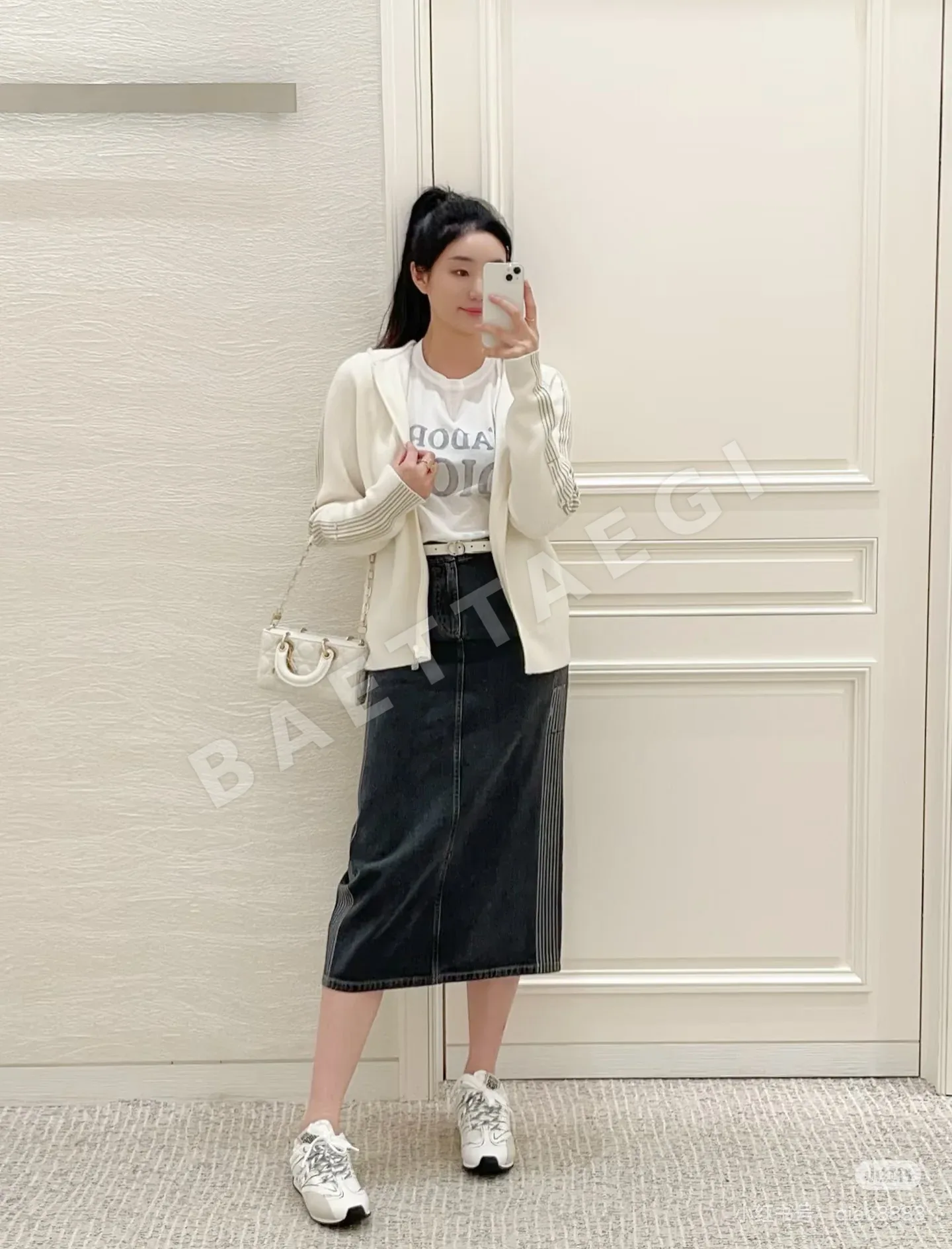 디올 오블리크 자카드 울 긴팔 니트 후디 상세 이미지 5