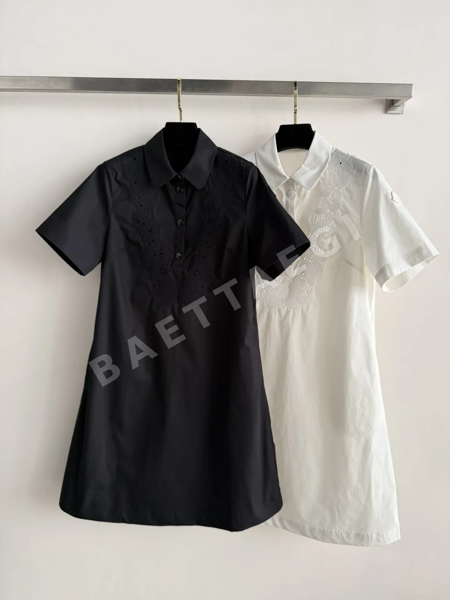 몽클레르 여성 린넨 카라 반팔 셔츠 원피스 52264