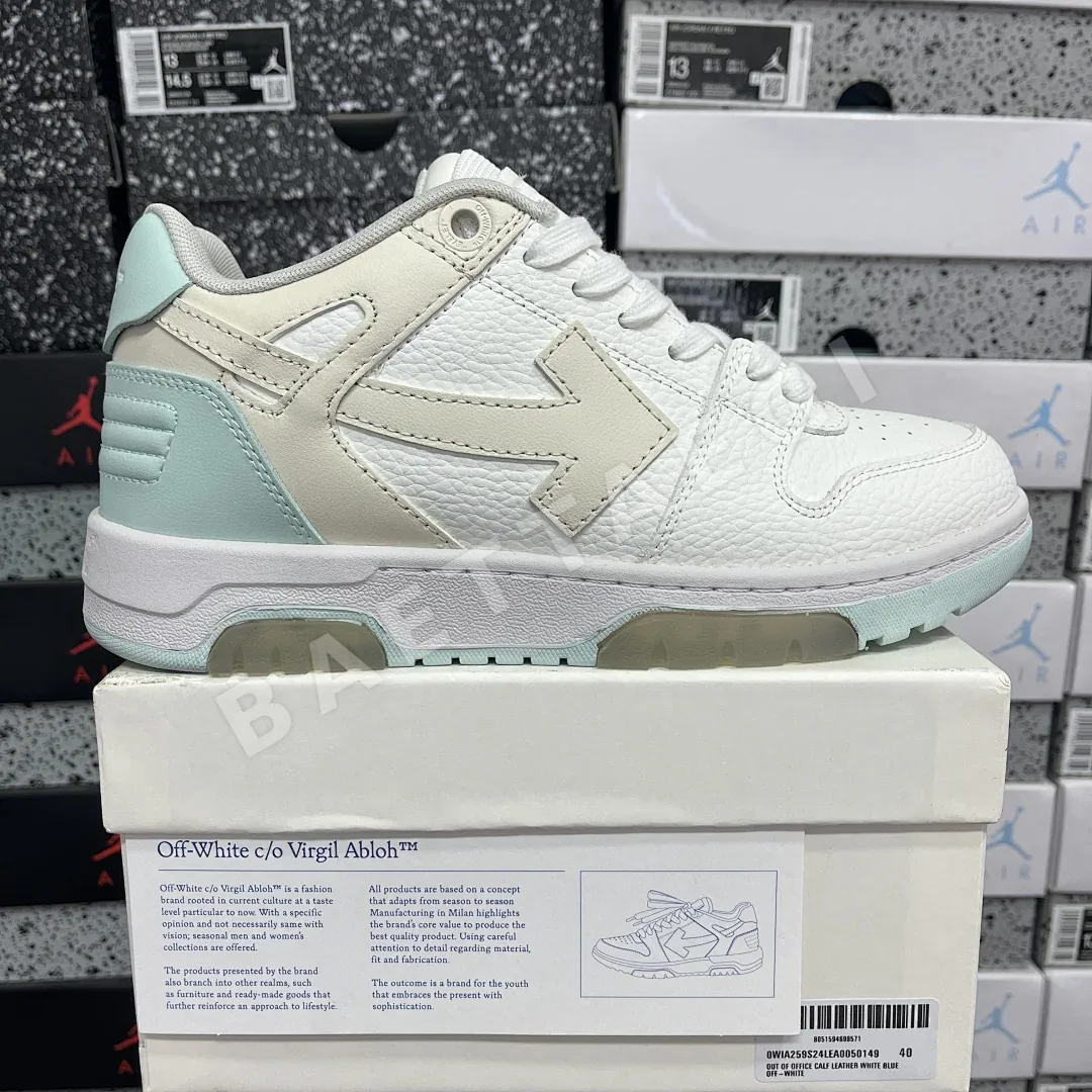 오프화이트 아웃 오브 오피스 OOO 로우 탑스 아이보리 블루 202404 Off White Out Of Office OOO Low Tops 상세 이미지 1