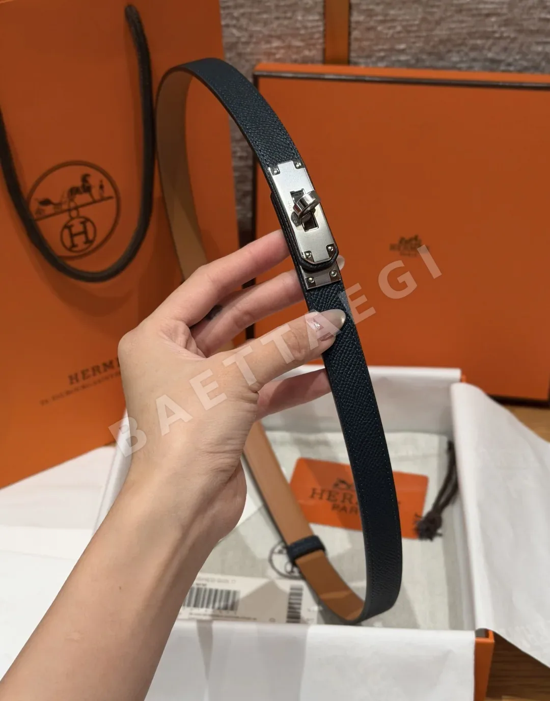 에르메스 켈리 팔라듐 버클 가죽 벨트 상세 이미지 5