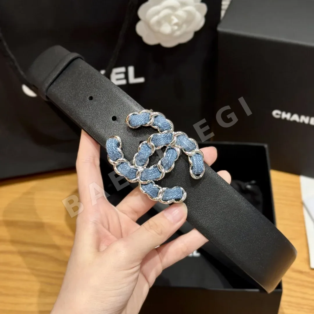 샤넬 더블 C 버클 카프스킨 가죽 벨트 상세 이미지 5